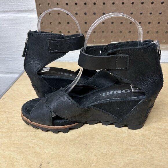 Sorel Joanie II Black Wedge Sandals NL2831-010 Womens Size 7.5 - Picture 6 of 9
